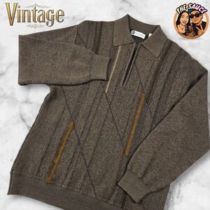 VTG Bachrach Wool Quarter Zip Pullover Sweater Mens Large Coogi Style Italy Made